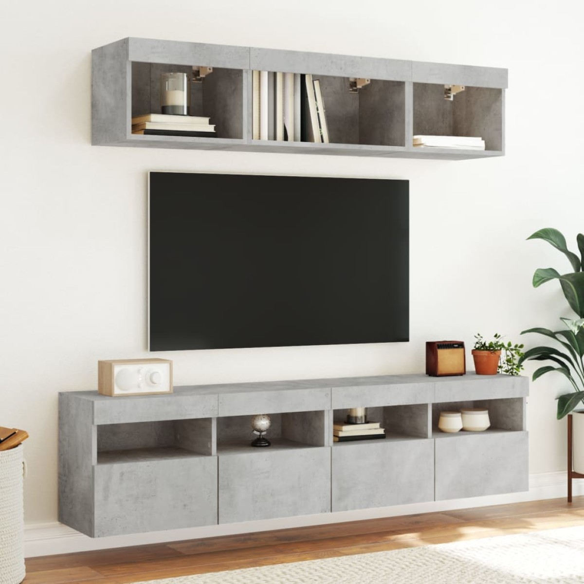 vidaXL Έπιπλο Τηλεόρασης με LED Γκρι Σκυροδέματος 80x30x40 εκ.