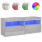 vidaXL Έπιπλο Τοίχου Τηλεόρασης με LED Γκρι Sonoma 100x30x40 εκ.