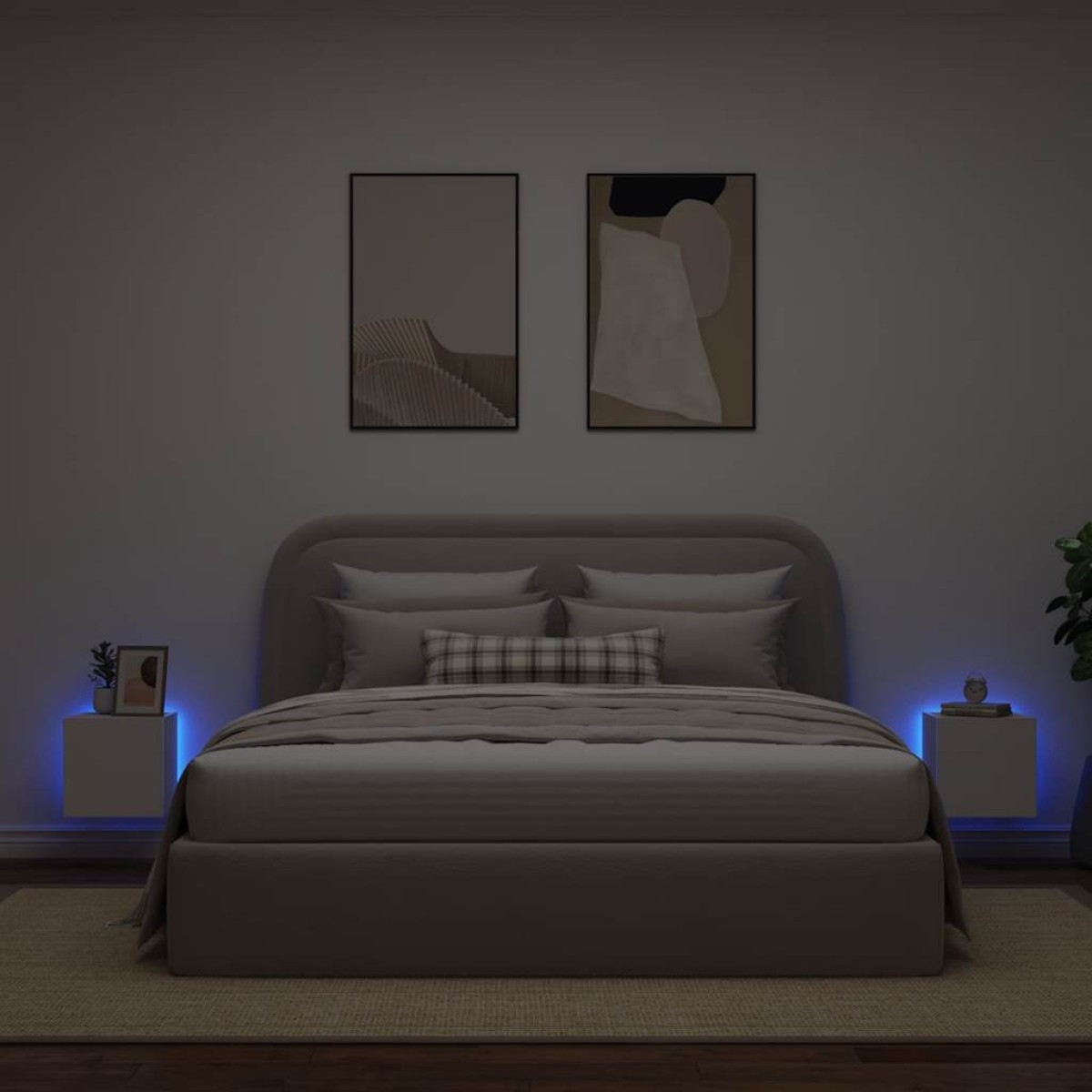 vidaXL Έπιπλα Τοίχου Τηλεόρασης με LED 2 Τεμ. Λευκά 30,5x35x30 εκ.