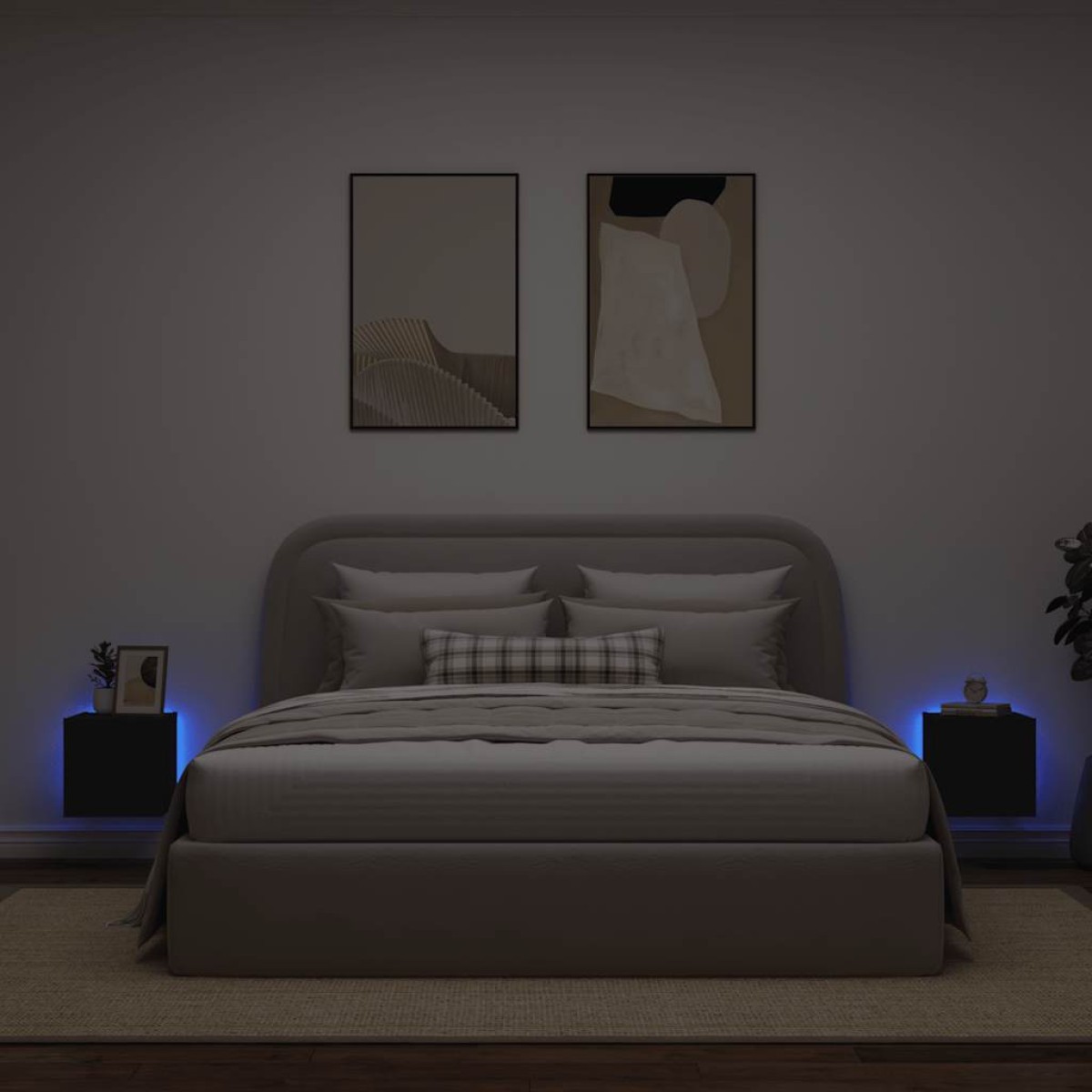 vidaXL Έπιπλα Τοίχου Τηλεόρασης με LED 2 Τεμ. Μαύρα 30,5x35x30 εκ.
