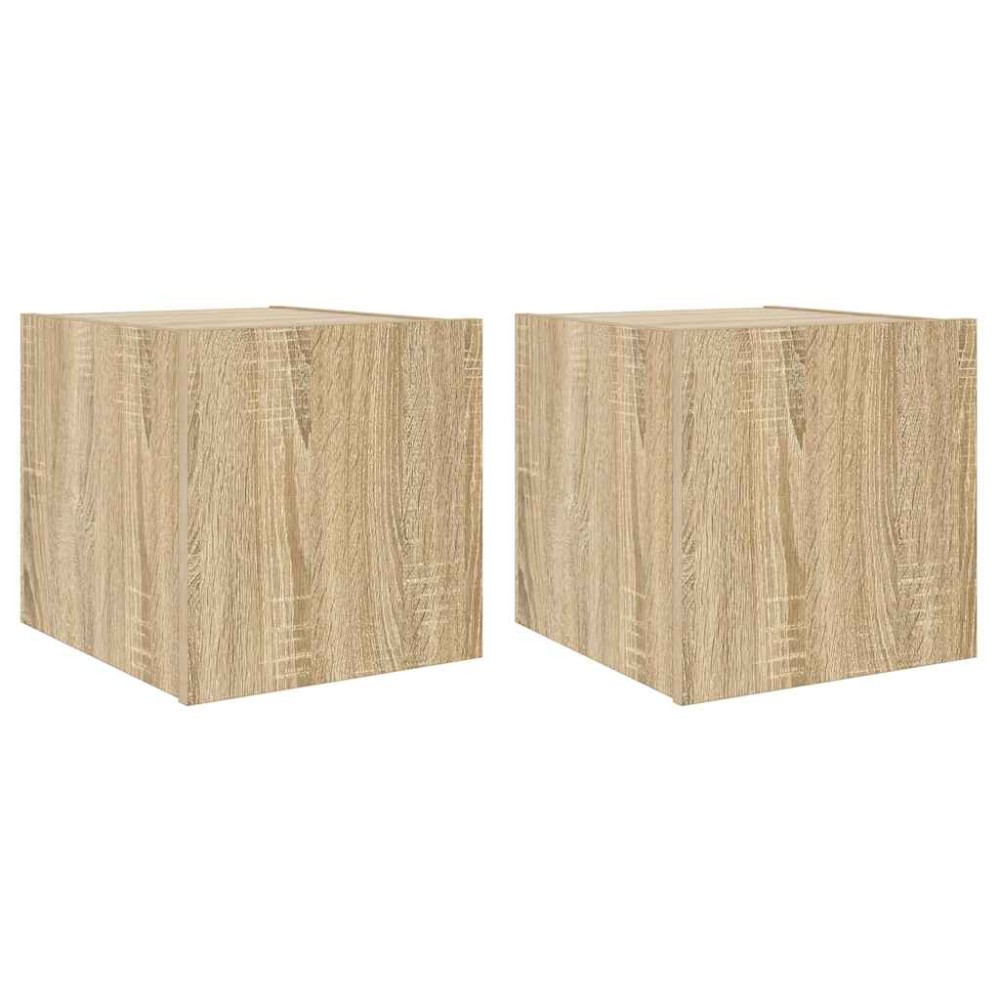 vidaXL Έπιπλα Τοίχου Τηλ. με LED 2 Τεμ. Sonoma Δρυς 30,5x35x30 εκ.