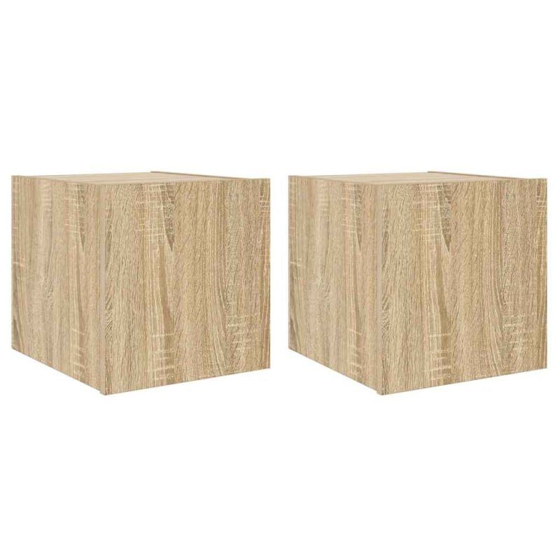 vidaXL Έπιπλα Τοίχου Τηλ. με LED 2 Τεμ. Sonoma Δρυς 30,5x35x30 εκ.