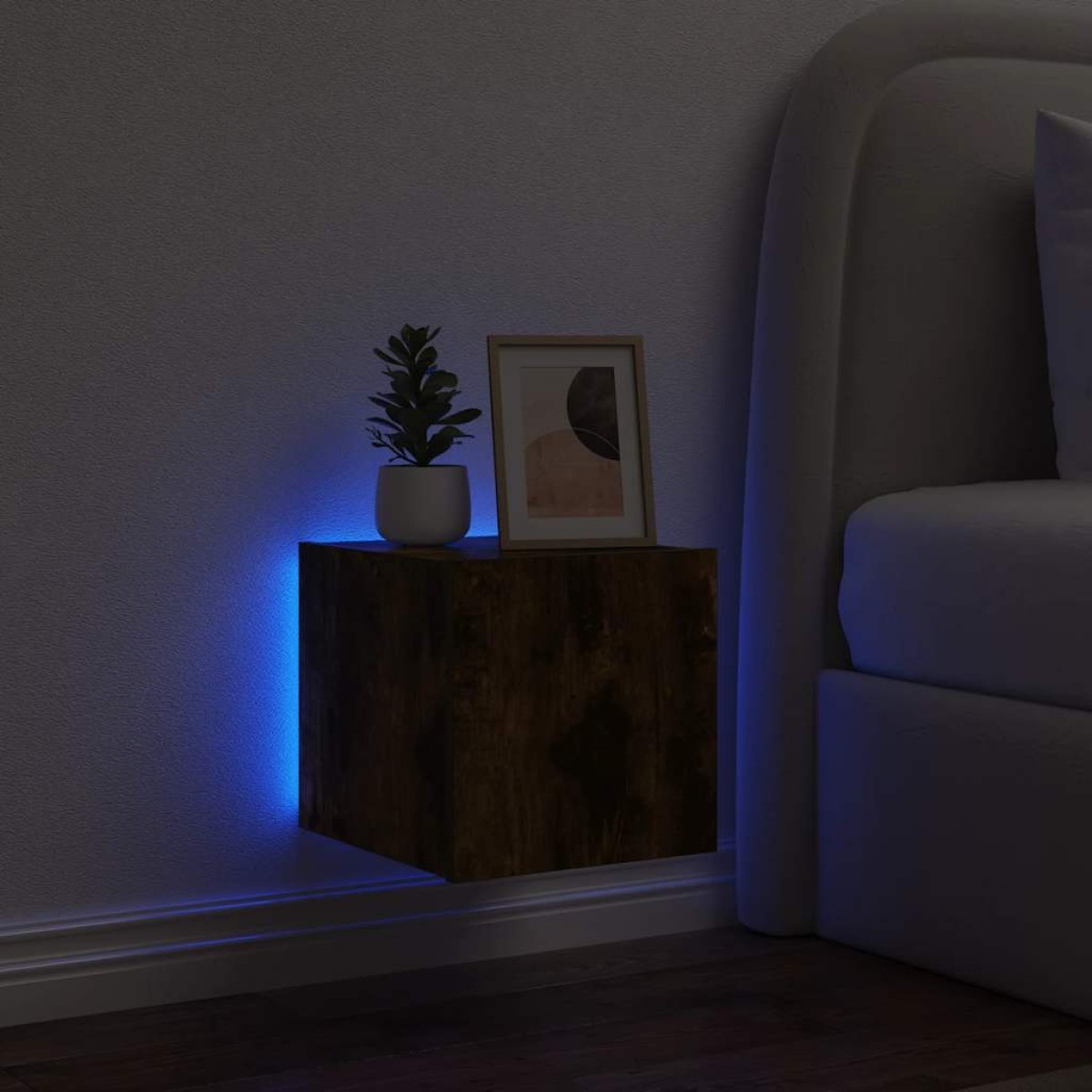 vidaXL Έπιπλο Τοίχου Τηλεόρασης με LED Καπνιστή Δρυς 30,5x35x30 εκ.