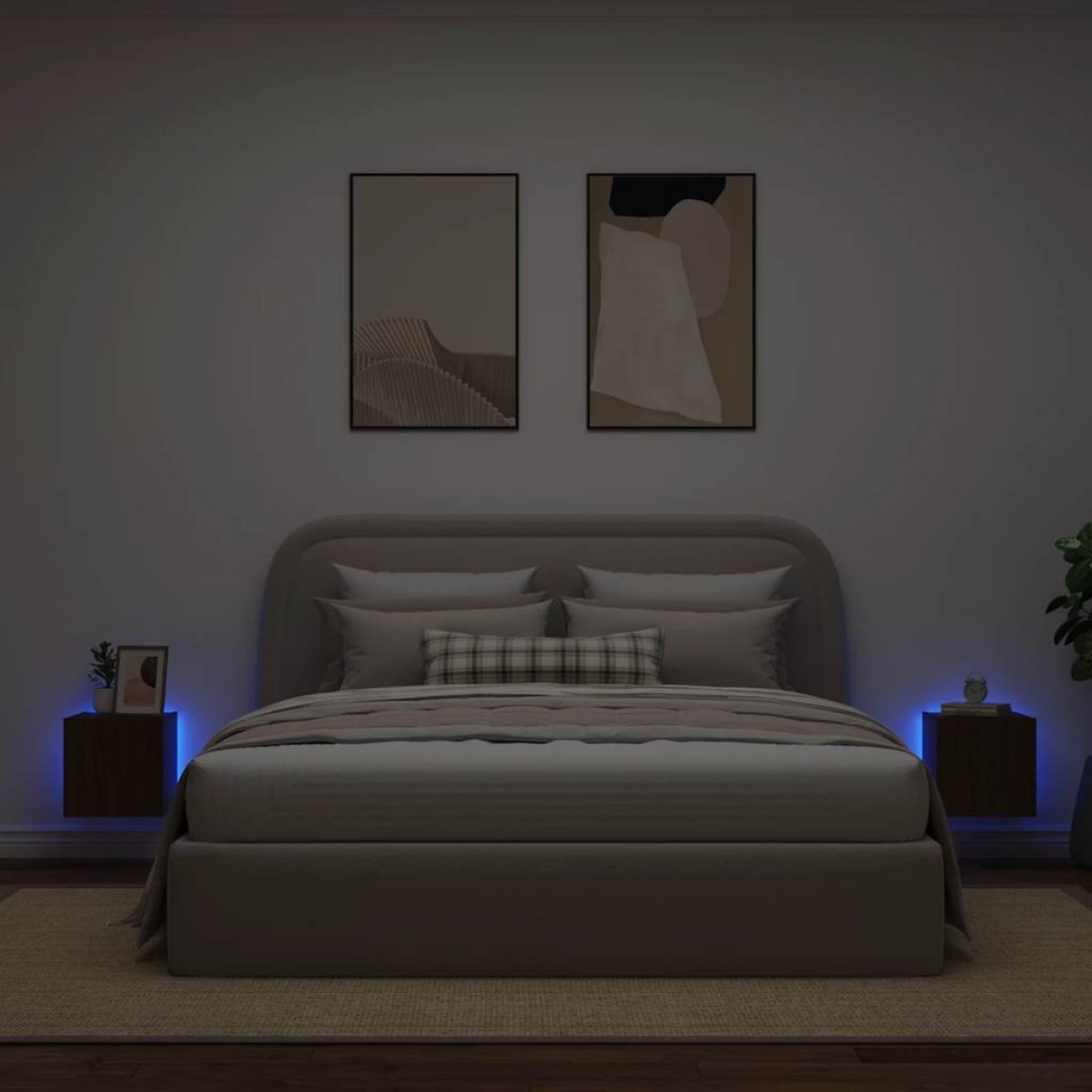 vidaXL Έπιπλα Τοίχου Τηλεόρασης LED 2 Τεμ. Καφέ Δρυς 30,5x35x30εκ.