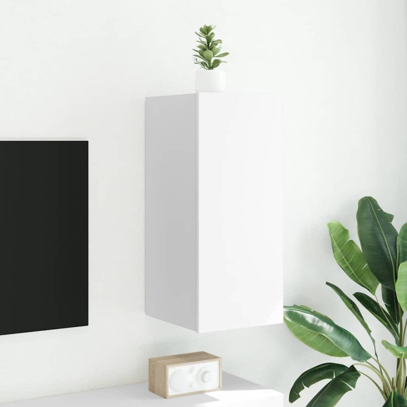 vidaXL Έπιπλο Τοίχου Τηλεόρασης με LED Λευκό 30,5x35x70 εκ.
