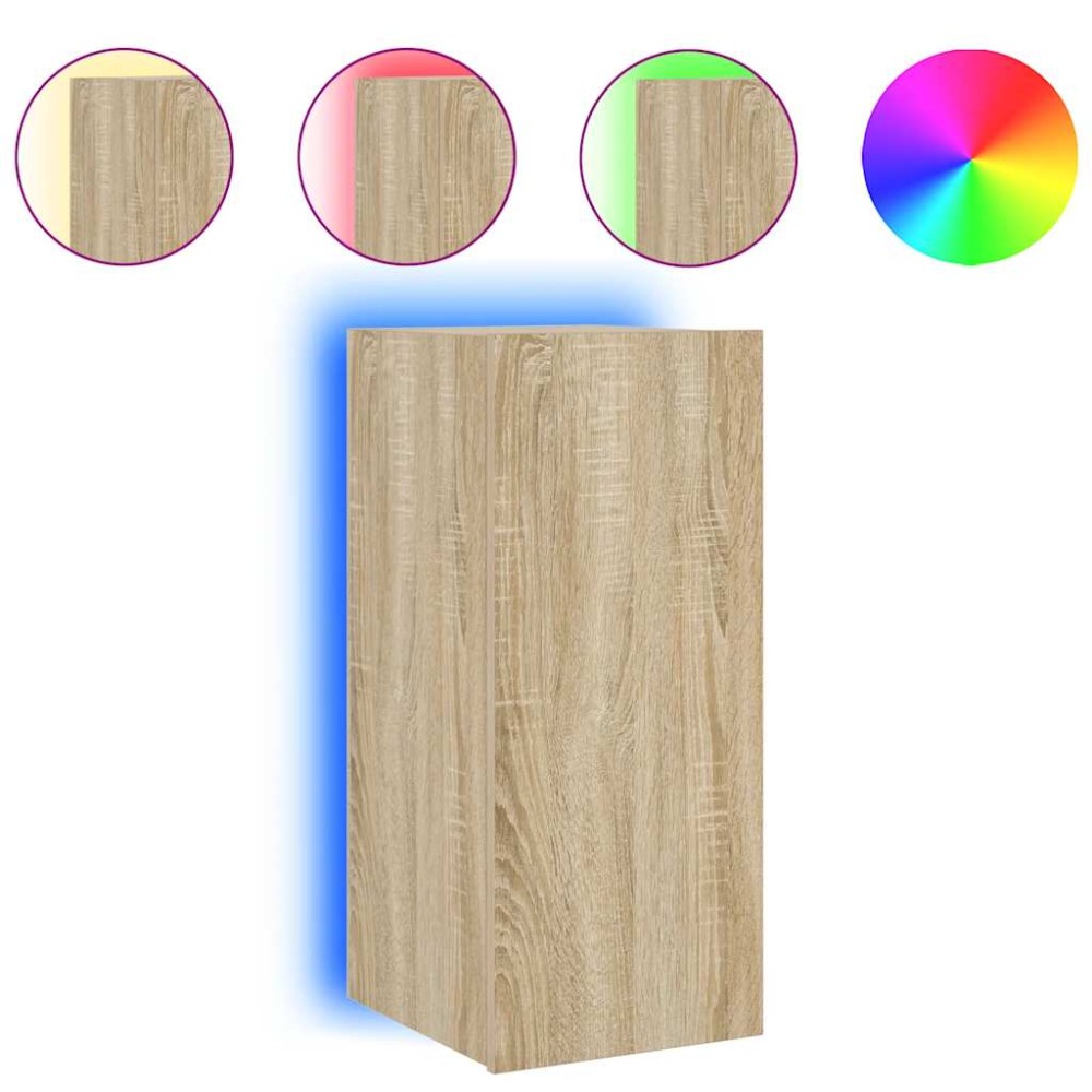 vidaXL Έπιπλο Τοίχου Τηλεόρασης με LED Sonoma Δρυς 30,5x35x70 εκ.