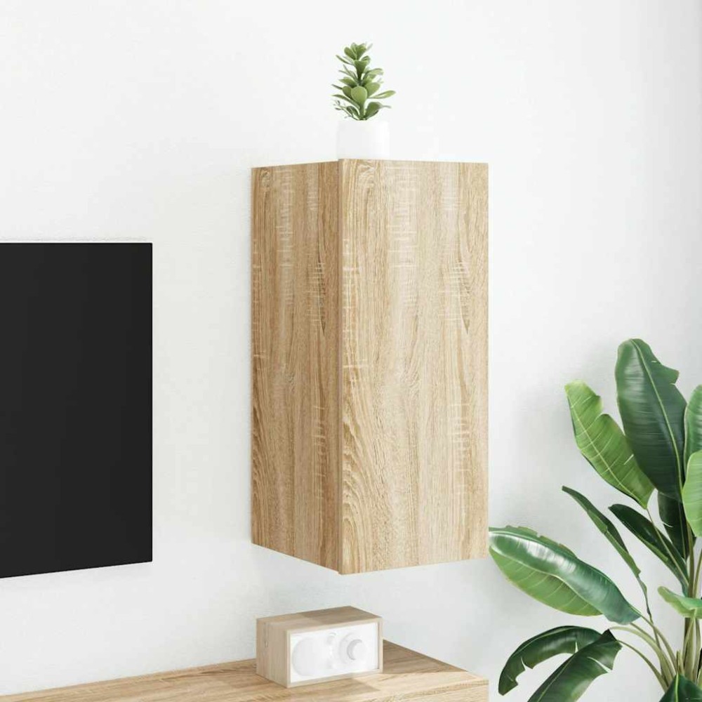 vidaXL Έπιπλο Τοίχου Τηλεόρασης με LED Sonoma Δρυς 30,5x35x70 εκ.