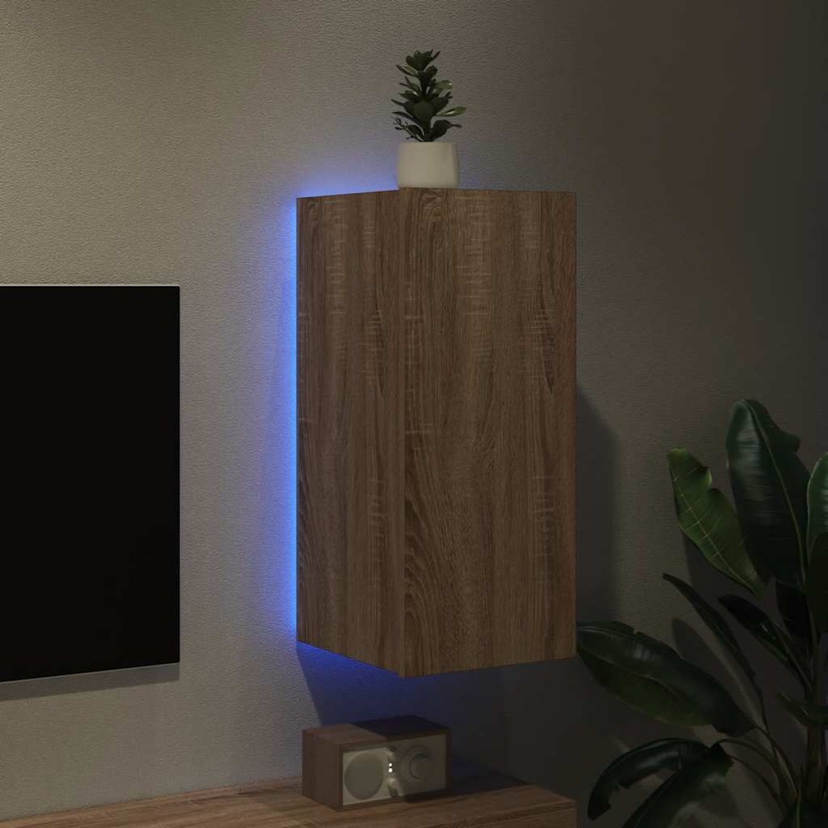 vidaXL Έπιπλο Τοίχου Τηλεόρασης με LED Sonoma Δρυς 30,5x35x70 εκ.