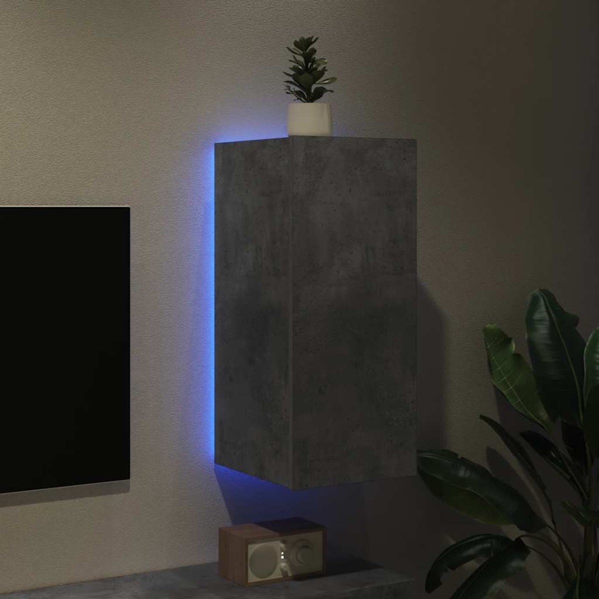vidaXL Έπιπλο Τηλεόρασης με LED Γκρι Σκυροδέματος 30,5x35x70 εκ.