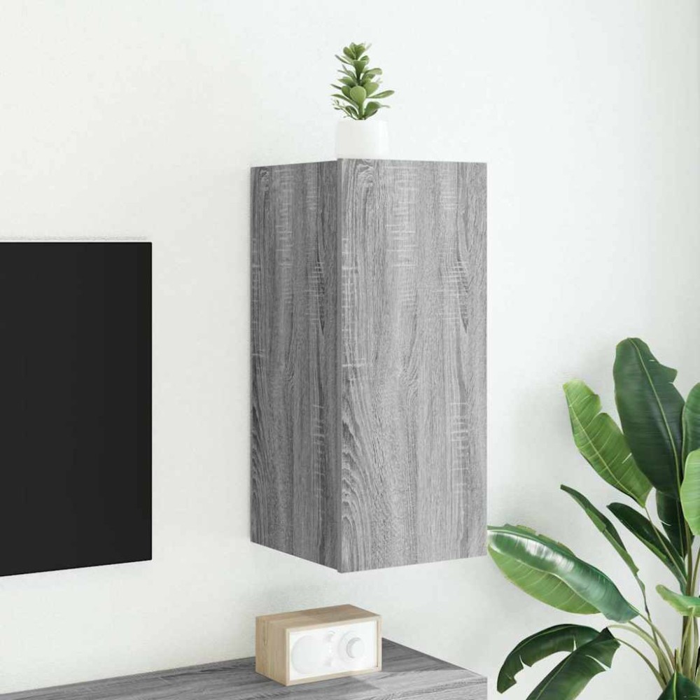 vidaXL Έπιπλο Τοίχου Τηλεόρασης με LED Γκρι Sonoma 30,5x35x70 εκ.