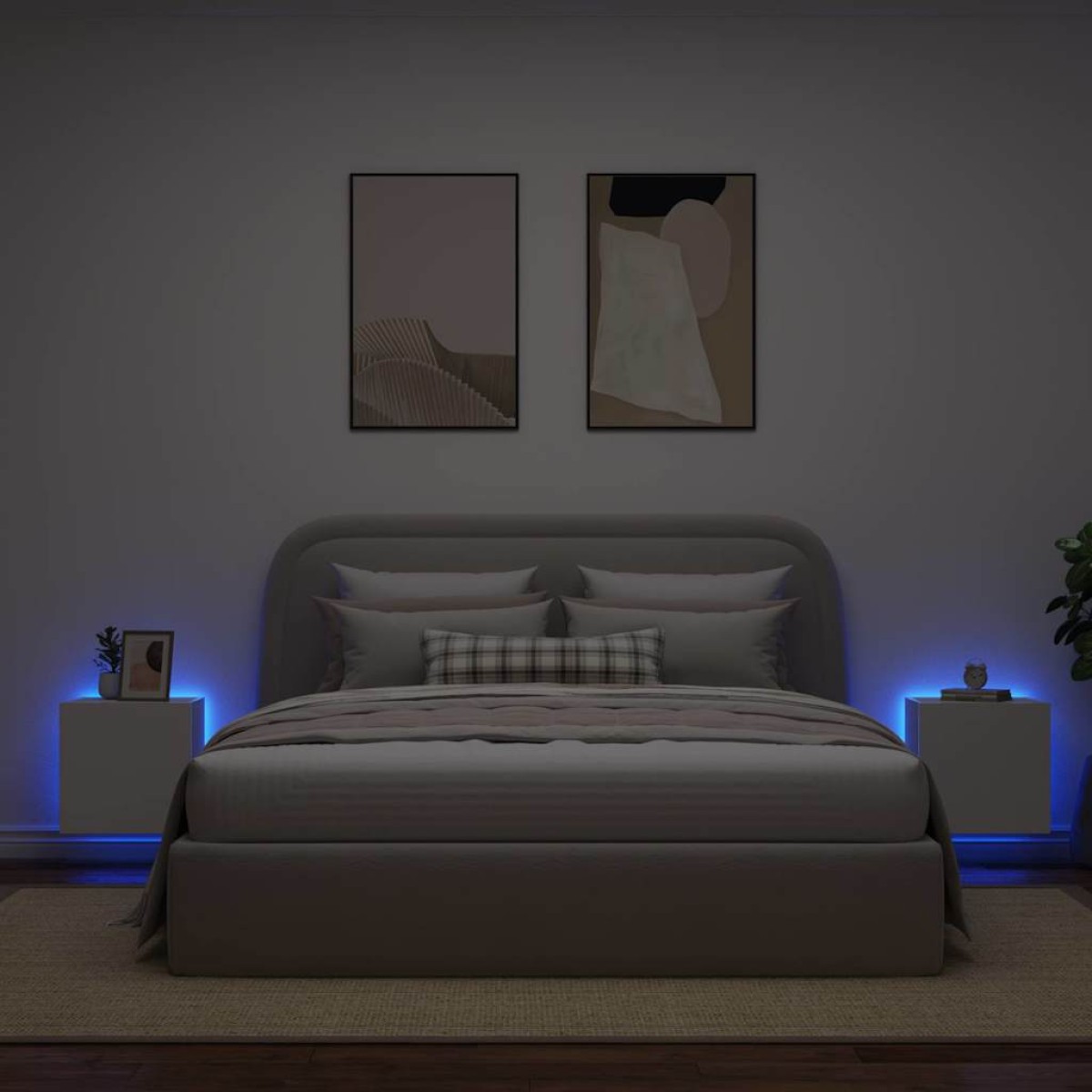 vidaXL Έπιπλα Τοίχου Τηλεόρασης με LED 2 Τεμ. Λευκά 40,5x35x40 εκ.