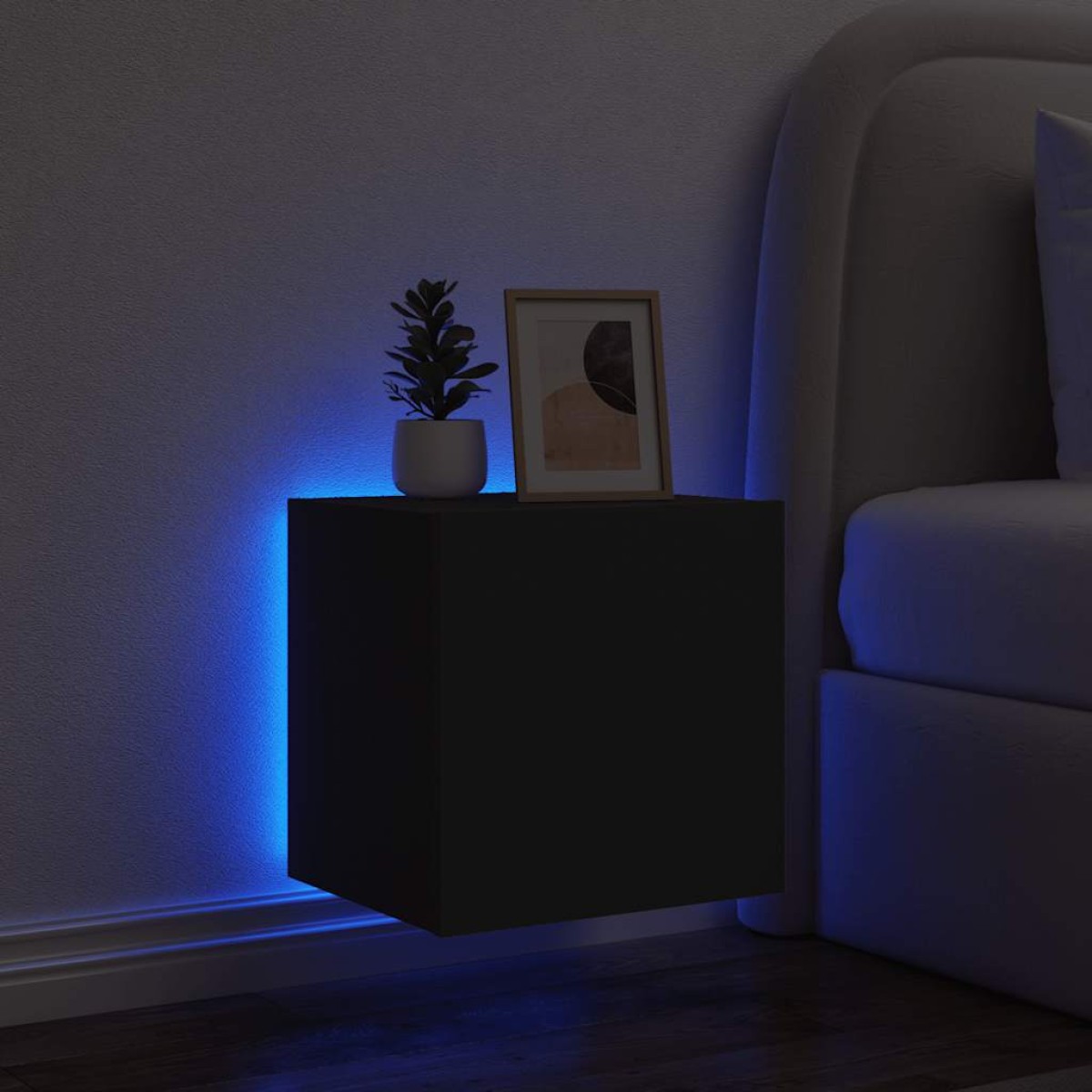 vidaXL Έπιπλο Τοίχου Τηλεόρασης με LED Μαύρο 40,5x35x40 εκ.