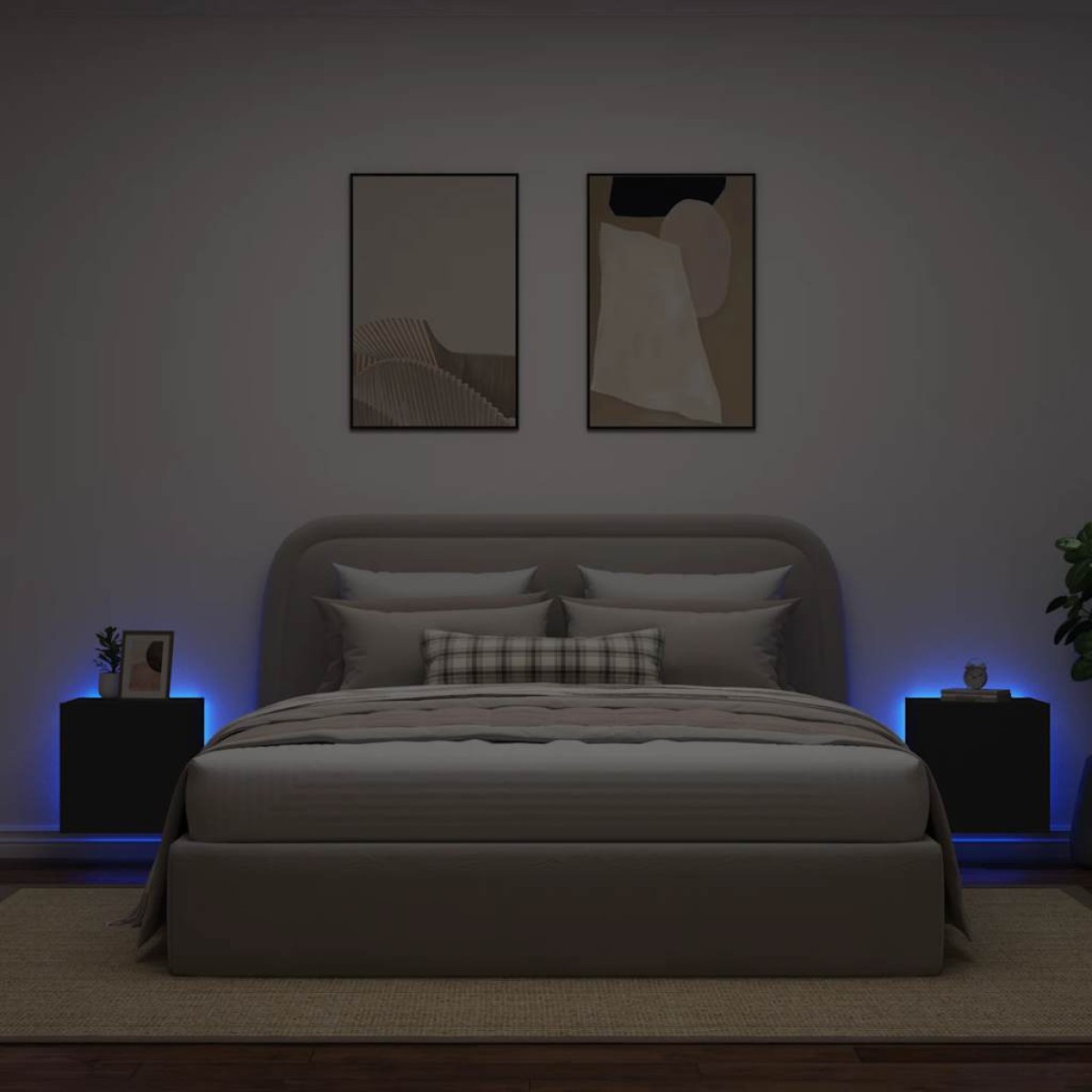 vidaXL Έπιπλα Τοίχου Τηλεόρασης με LED 2 Τεμ. Μαύρα 40,5x35x40 εκ.