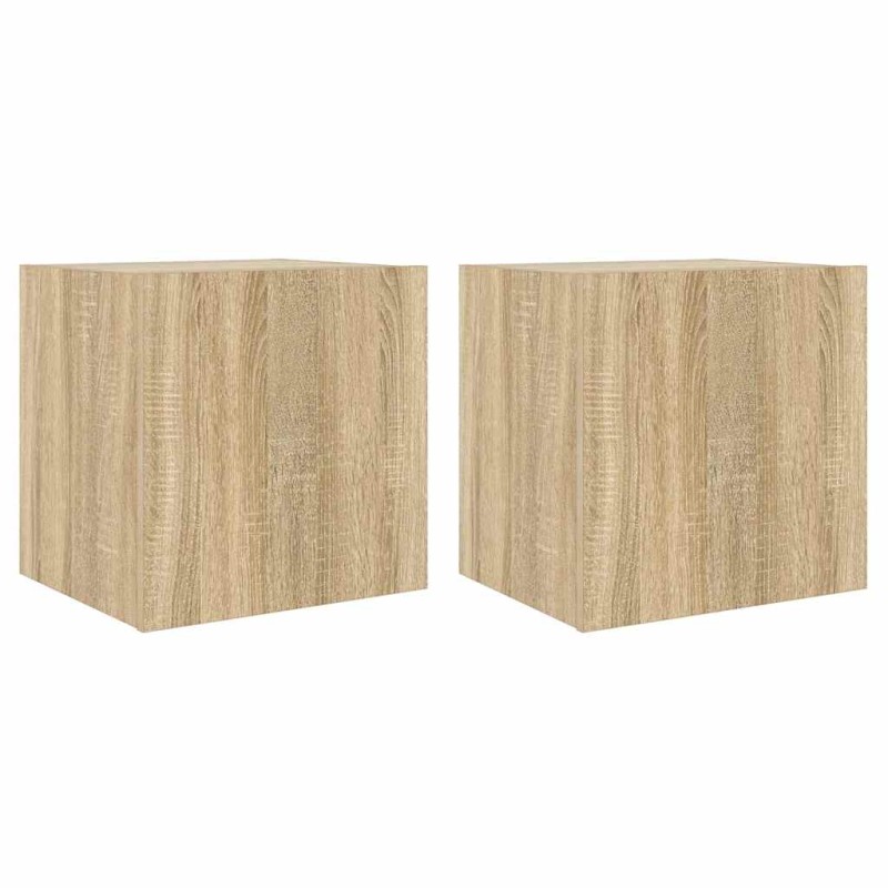 vidaXL Έπιπλα Τοίχου Τηλ. με LED 2 Τεμ. Sonoma Δρυς 40,5x35x40 εκ.