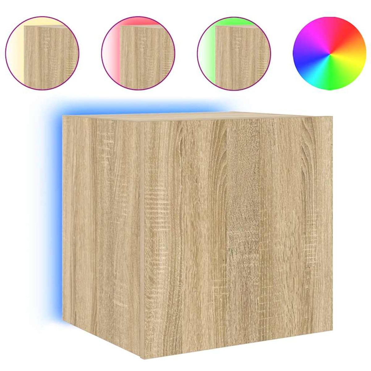 vidaXL Έπιπλα Τοίχου Τηλ. με LED 2 Τεμ. Sonoma Δρυς 40,5x35x40 εκ.