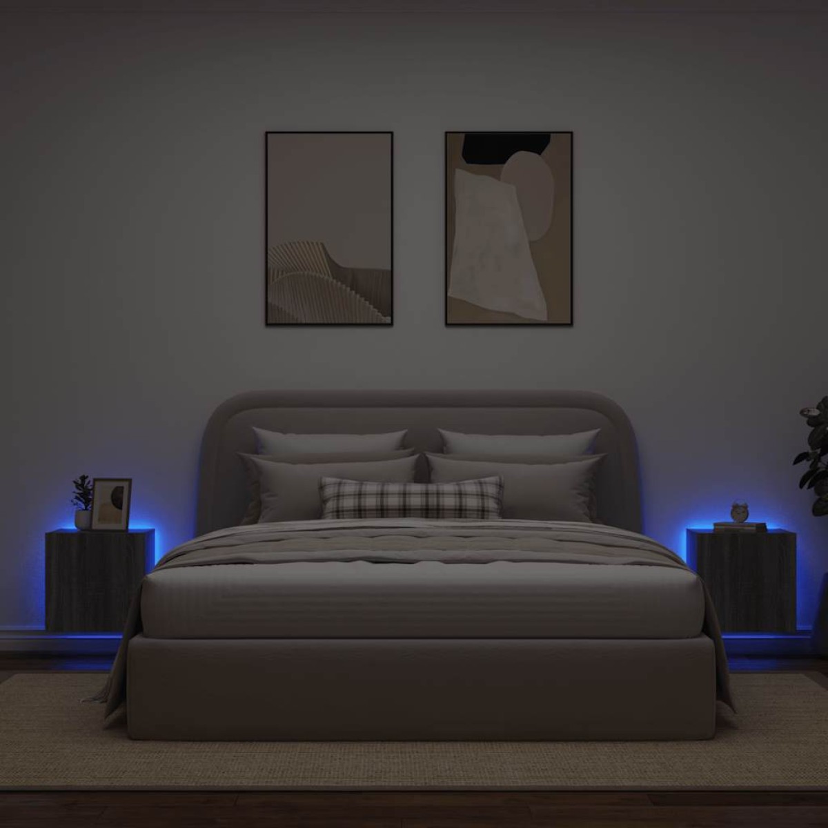 vidaXL Έπιπλα Τοίχου Τηλ. με LED 2 Τεμ. Γκρι Sonoma 40,5x35x40 εκ.