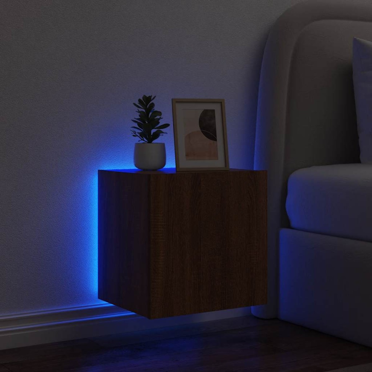 vidaXL Έπιπλο Τοίχου Τηλεόρασης με LED Καφέ Δρυς 40,5x35x40 εκ.