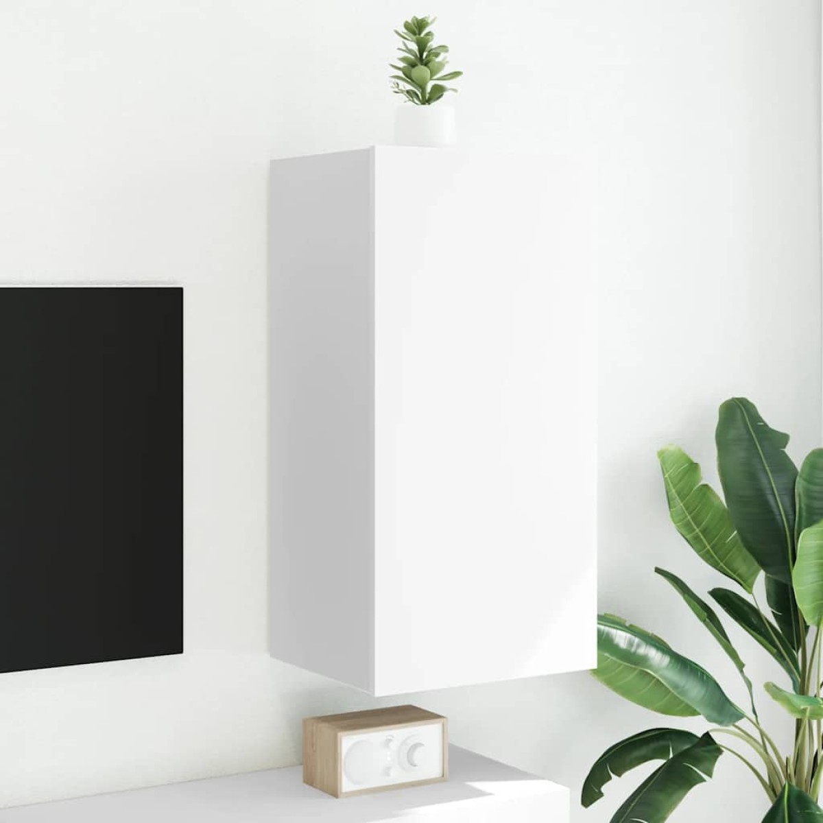 vidaXL Έπιπλο Τοίχου Τηλεόρασης με LED Λευκό 40,5x35x80 εκ.