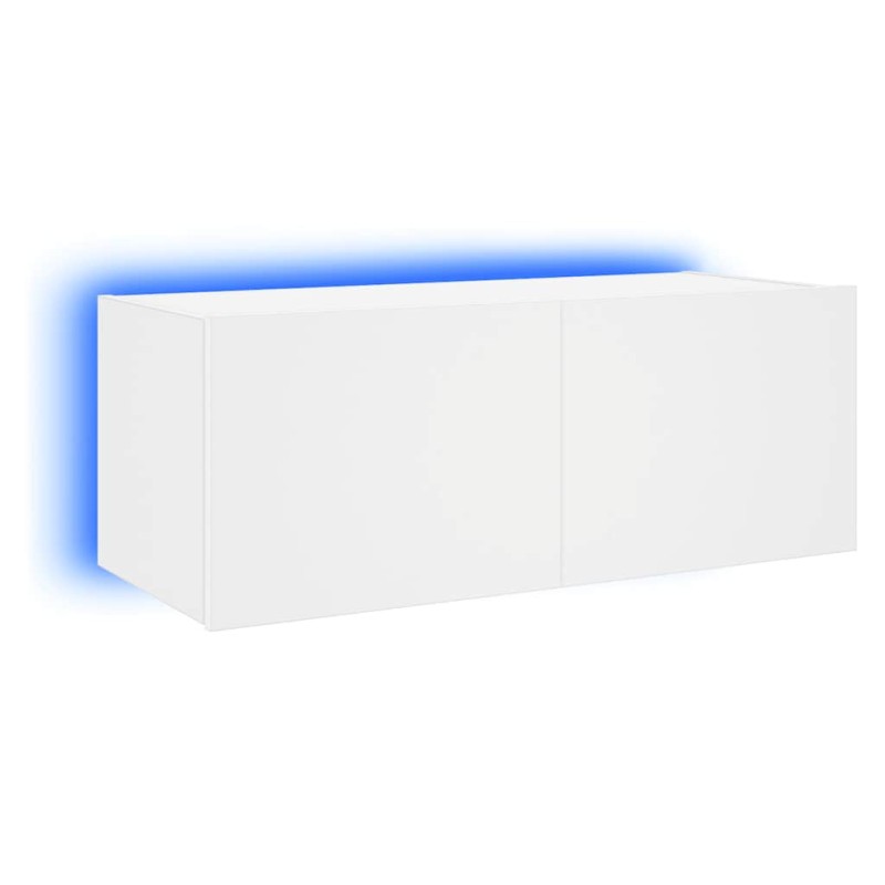 vidaXL Έπιπλο Τοίχου Τηλεόρασης με LED Λευκό 80x35x31 εκ.