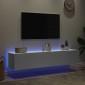 vidaXL Έπιπλα Τοίχου Τηλεόρασης με LED 2 Τεμ. Λευκά 80x35x31 εκ.
