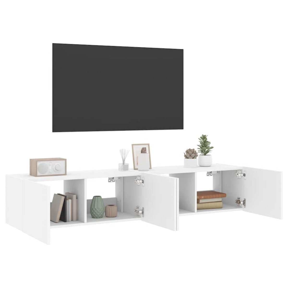 vidaXL Έπιπλα Τοίχου Τηλεόρασης με LED 2 Τεμ. Λευκά 80x35x31 εκ.