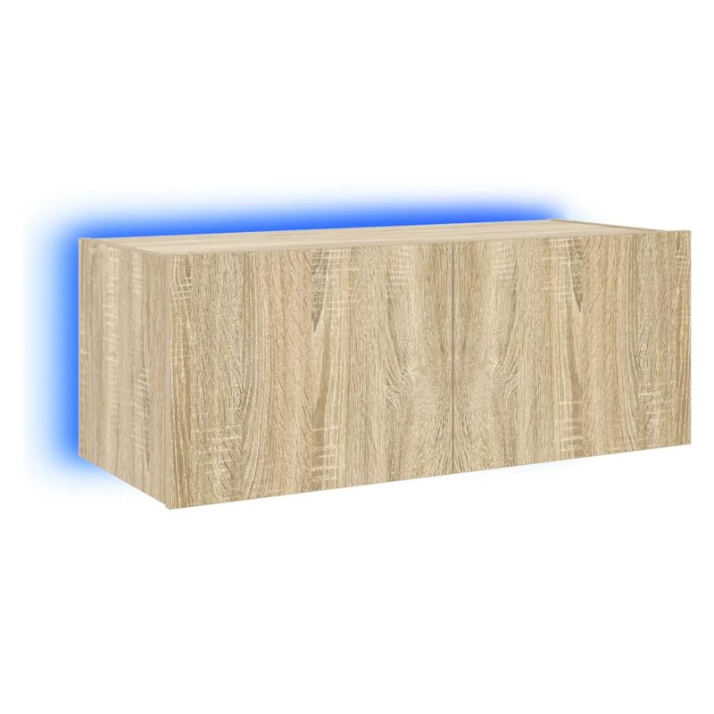 vidaXL Έπιπλο Τοίχου Τηλεόρασης με LED Sonoma Δρυς 80x35x31 εκ.