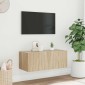 vidaXL Έπιπλο Τοίχου Τηλεόρασης με LED Sonoma Δρυς 80x35x31 εκ.