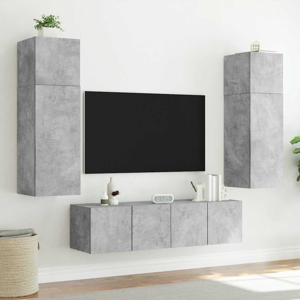 vidaXL Έπιπλο Τηλεόρασης με LED Γκρι Σκυροδέματος 80x35x31 εκ.