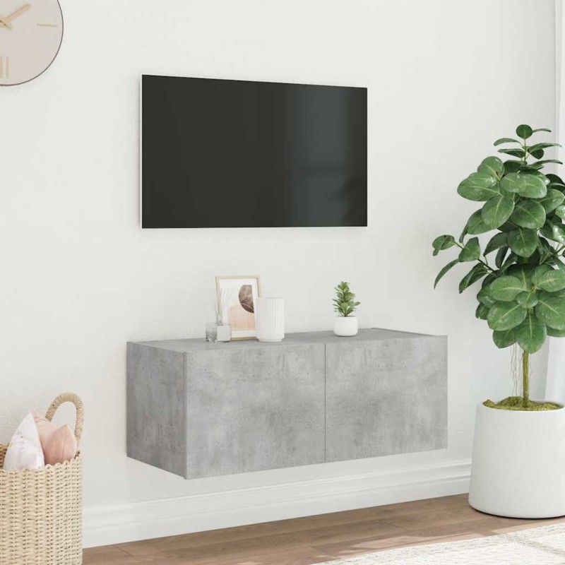 vidaXL Έπιπλο Τηλεόρασης με LED Γκρι Σκυροδέματος 80x35x31 εκ.