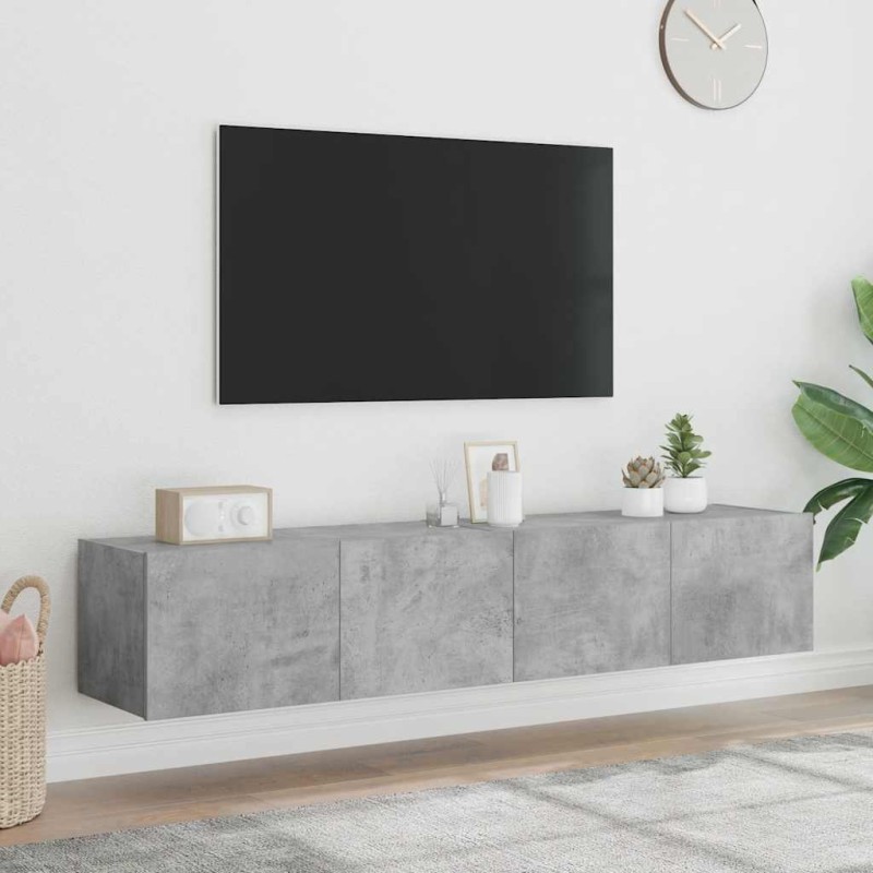 vidaXL Έπιπλα Τηλεόρασης με LED 2 Τεμ Γκρι Σκυροδέματος 80x35x31 εκ.