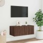 vidaXL Έπιπλο Τοίχου Τηλεόρασης με LED Καφέ Δρυς 80x35x31 εκ.