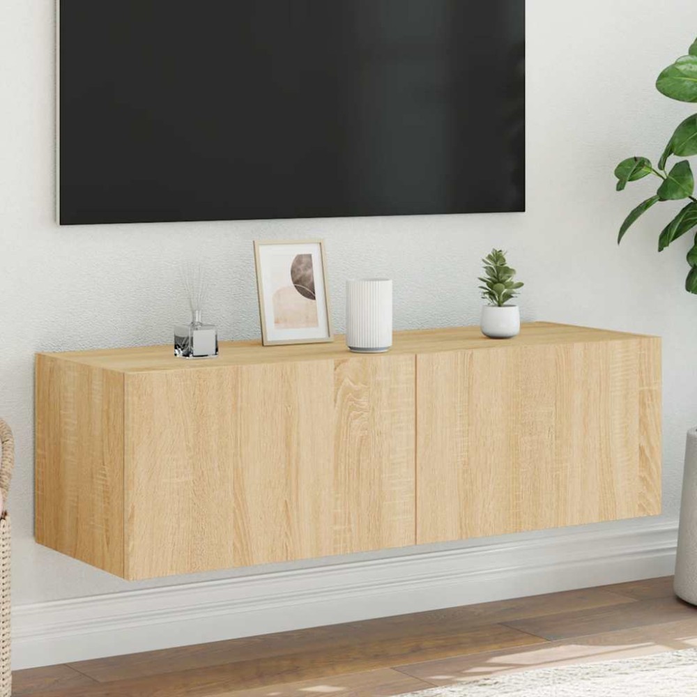 vidaXL Έπιπλο Τοίχου Τηλεόρασης με LED Sonoma Δρυς 100x35x31 εκ.