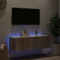 vidaXL Έπιπλο Τοίχου Τηλεόρασης με LED Sonoma Δρυς 100x35x31 εκ.