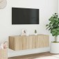 vidaXL Έπιπλο Τοίχου Τηλεόρασης με LED Sonoma Δρυς 100x35x31 εκ.