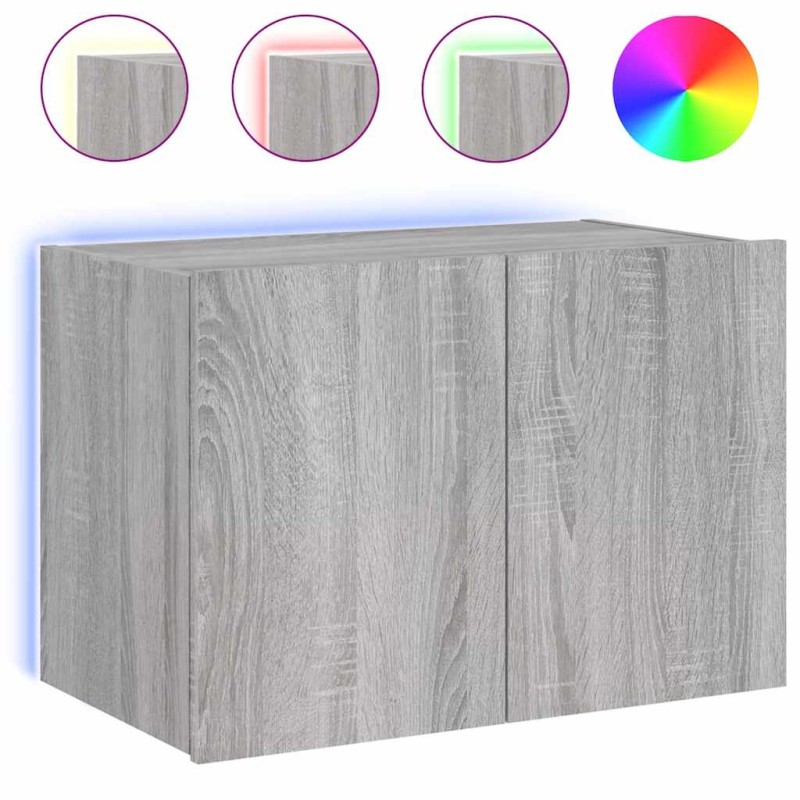 vidaXL Έπιπλο Τοίχου Τηλεόρασης με LED Γκρι Sonoma 60x35x41 εκ.