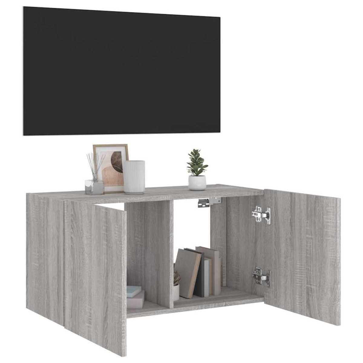 vidaXL Έπιπλο Τοίχου Τηλεόρασης με LED Γκρι Sonoma 80x35x41 εκ.