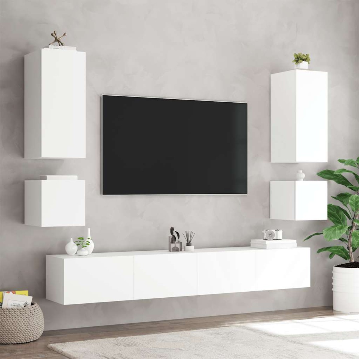 vidaXL Έπιπλο Τοίχου Τηλεόρασης με LED Λευκό 100x35x41 εκ.