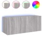 vidaXL Έπιπλο Τοίχου Τηλεόρασης με LED Γκρι Sonoma 100x35x41 εκ.