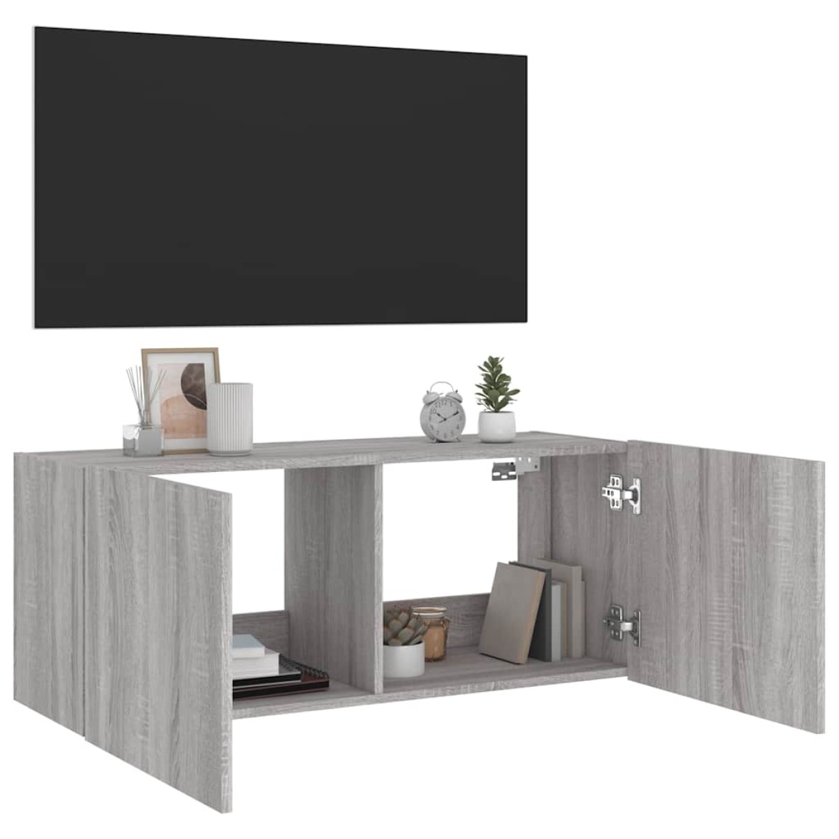 vidaXL Έπιπλο Τοίχου Τηλεόρασης με LED Γκρι Sonoma 100x35x41 εκ.