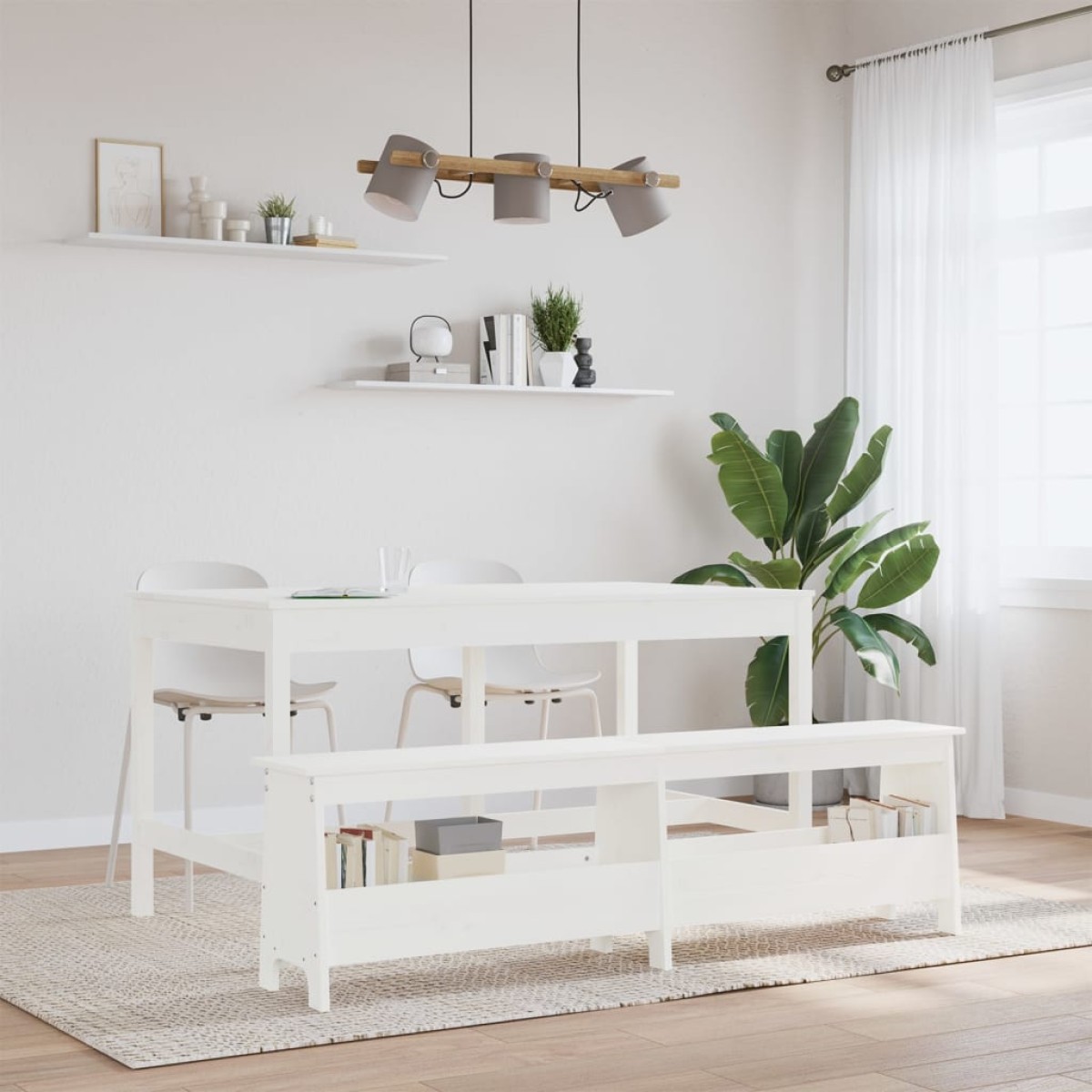 vidaXL Παγκάκι Χολ Λευκό 160x28x45 εκ. από Μασίφ Ξύλο Πεύκου
