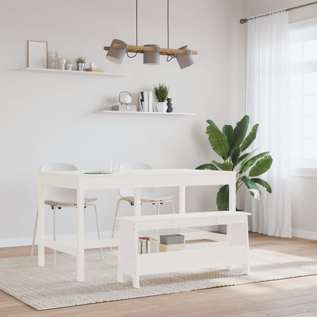 vidaXL Παγκάκι Χολ Λευκό 100x28x45 εκ. από Μασίφ Ξύλο Πεύκου
