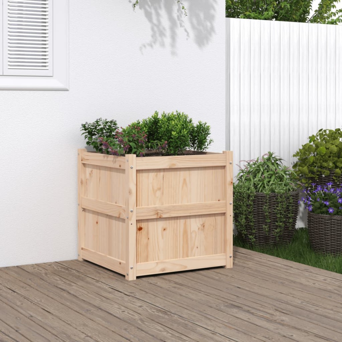vidaXL Ζαρντινιέρα 60 x 60 x 60 εκ. από Μασίφ Ξύλο Πεύκου