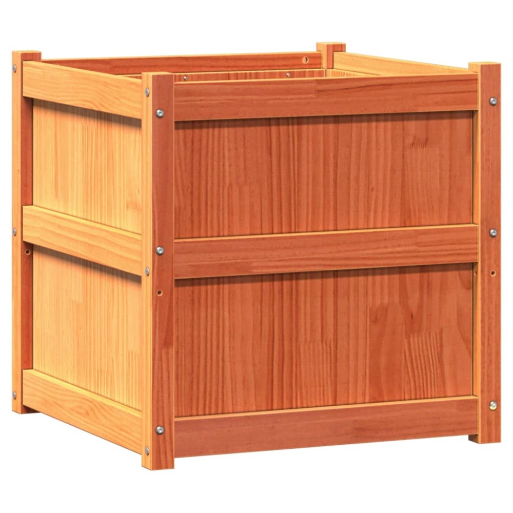 vidaXL Ζαρντινιέρα Καφέ Κεριού 60 x 60 x 60 εκ. από Μασίφ Ξύλο Πεύκου