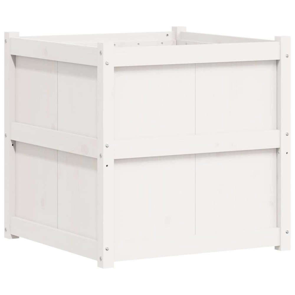 vidaXL Ζαρντινιέρα Λευκή 70 x 70 x 70 εκ. από Μασίφ Ξύλο Πεύκου