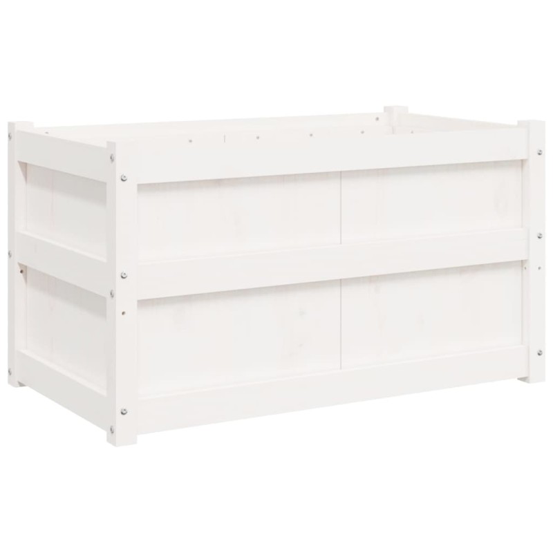 vidaXL Ζαρντινιέρα Λευκή 90 x 50 x 50 εκ. από Μασίφ Ξύλο Πεύκου