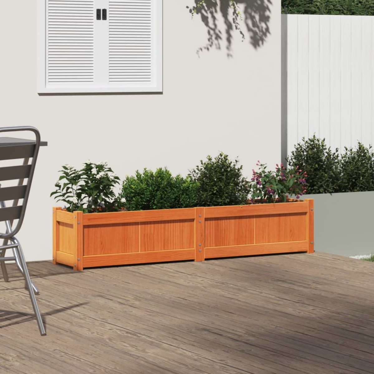 vidaXL Ζαρντινιέρα Καφέ Κεριού 150 x 31 x 31 εκ. από Μασίφ Ξύλο Πεύκου