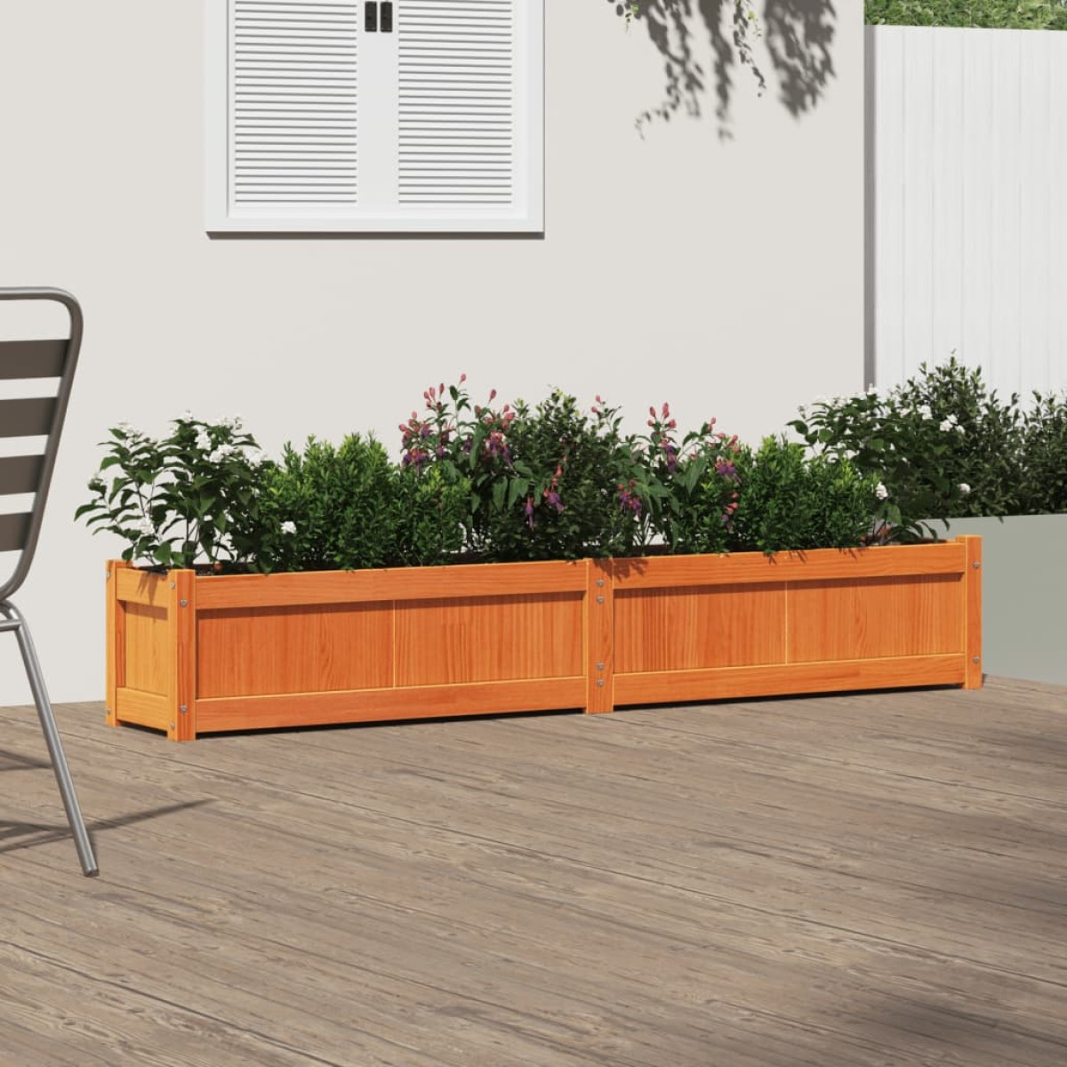 vidaXL Ζαρντινιέρα Καφέ Κεριού 180 x 31 x 31 εκ. από Μασίφ Ξύλο Πεύκου