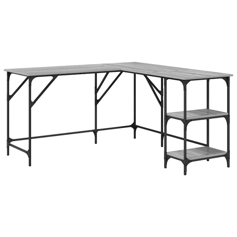 vidaXL Γραφείο Γκρι Sonoma 139x139x75 εκ. από Επεξεργασμένο Ξύλο