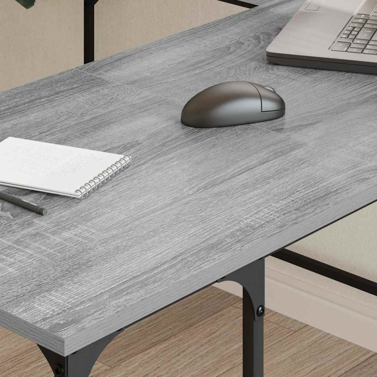 vidaXL Γραφείο Γκρι Sonoma 139x139x75 εκ. από Επεξεργασμένο Ξύλο