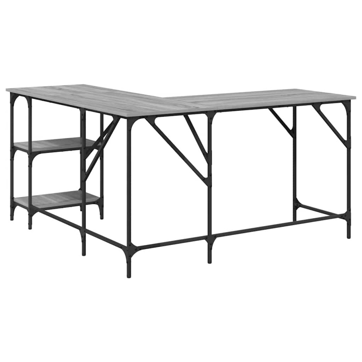 vidaXL Γραφείο Γκρι Sonoma 139x139x75 εκ. από Επεξεργασμένο Ξύλο